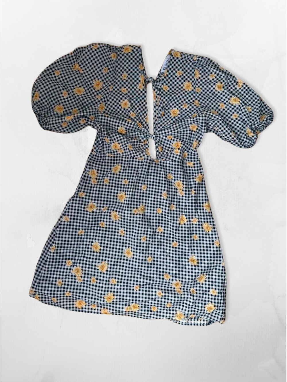 Anthropologie En Saison 100% cotton Floral Gingham Cutout Dress, Like New, L